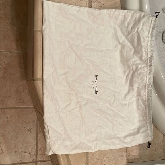 Kate Spade white dust bag with brown drawstrings and lettering. No purse - Picture 1 of 7